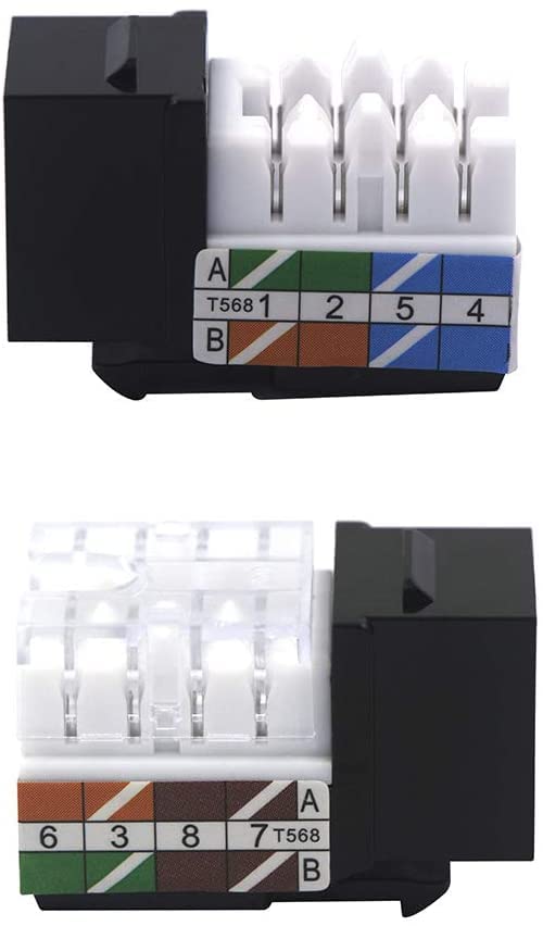 Vcelink Cat6 Rj45 Keystone Jack Ul Listed 10 Pack, Slim Profile Ethernet Cat5E Cat5 Punch Down Jacks, Utp, 90 Degree (Black)
