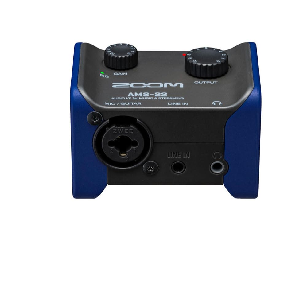 Zoom Ams-22 Audio Interface, 1 Xlr/Trs Input, Stereo Line Input, 2 Outputs, Loopback, Direct Monitoring, Bus-Powered, For Record