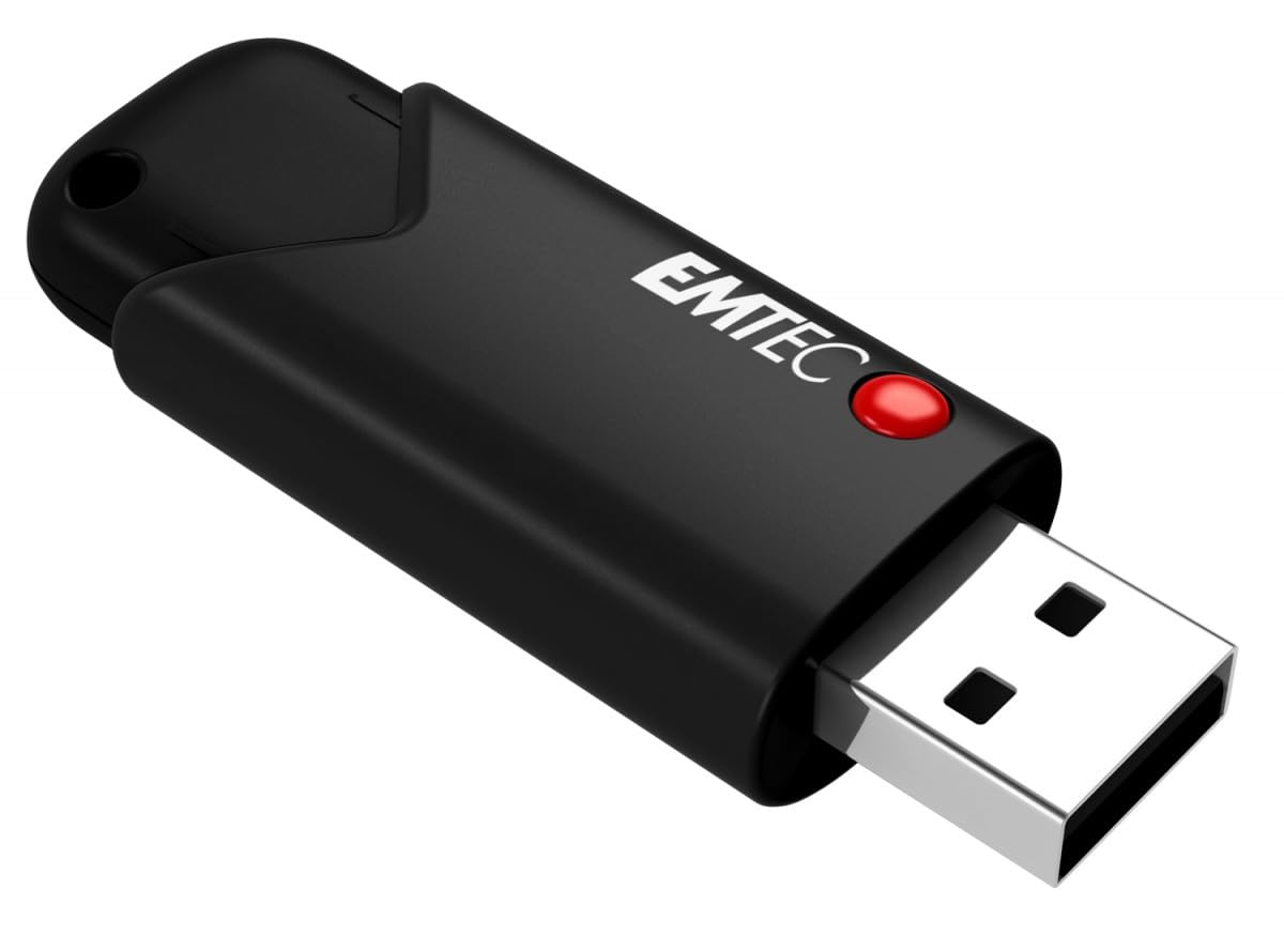 Emtec Click Secure B120 Usb 3.2 Flash Drive 64 Gb   Encryption Software Aes 256   Read Speed 100 Mb/S   Black