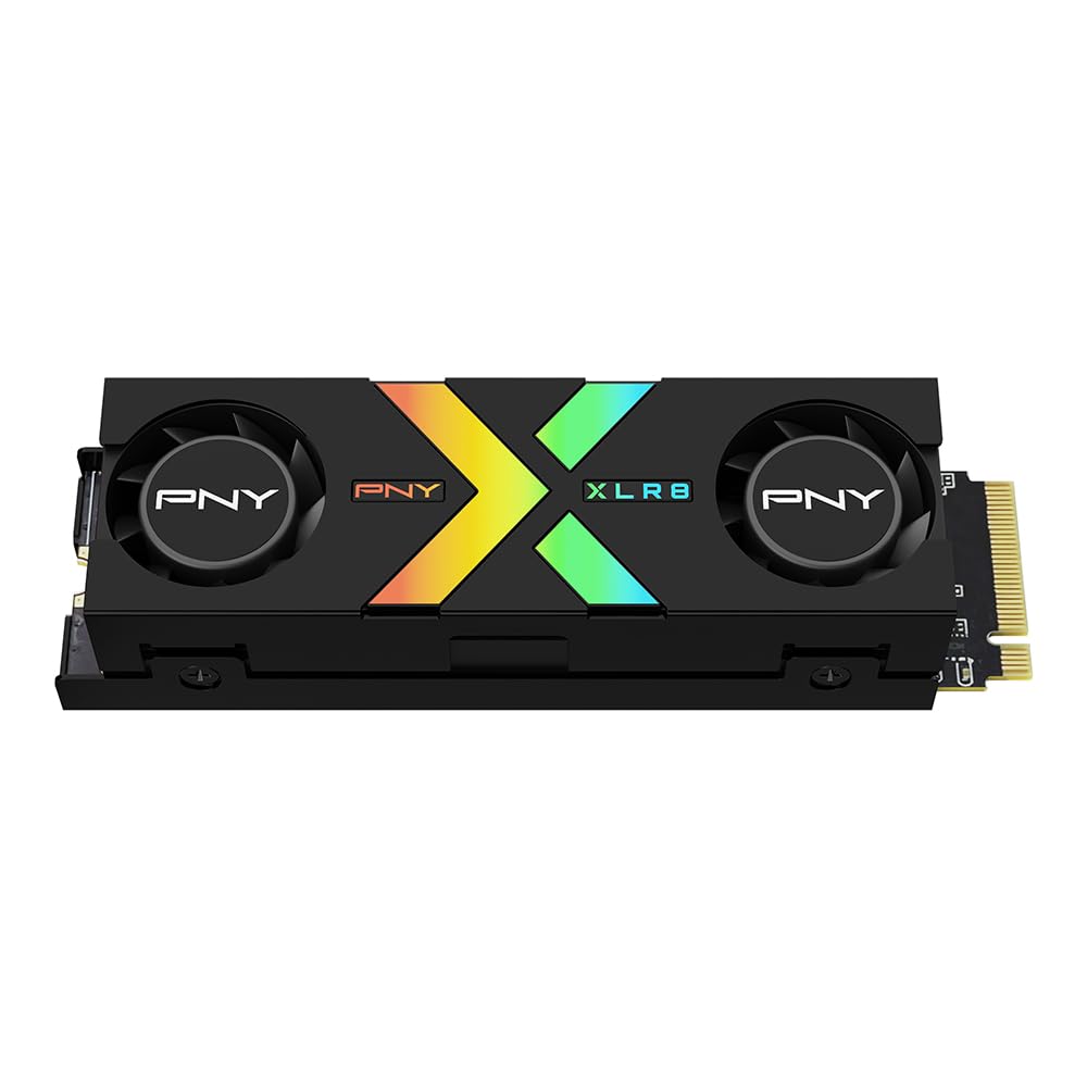 PNY CS3150 XLR8 Gaming Epic-X RGB 1TB PCIe Gen5 x4 NVMe M.2 SSD with RGB Dual Fan Heatsink - Microsoft DirectStorage Compatible 