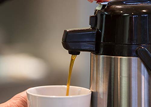 Service Ideas Ecal22S Eco Air Airpot With Lever Lid, Insulated Beverage Dispenser, Thermal Coffee Carafe, 2.2 Liter, Glass Vacuu