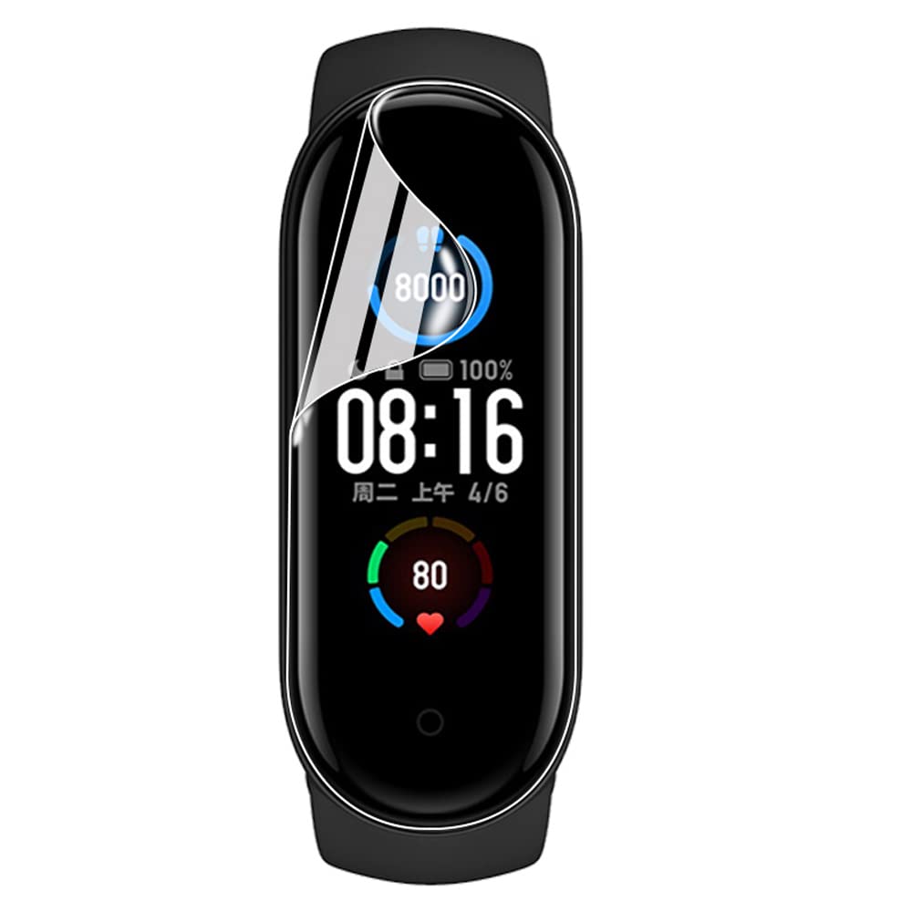 Iiseon Premium Hydrogel Screen Protector For Xiaomi Mi Band 6, 6Pcs Smart Watch Transparent Soft Protection Film [Full Coverage]