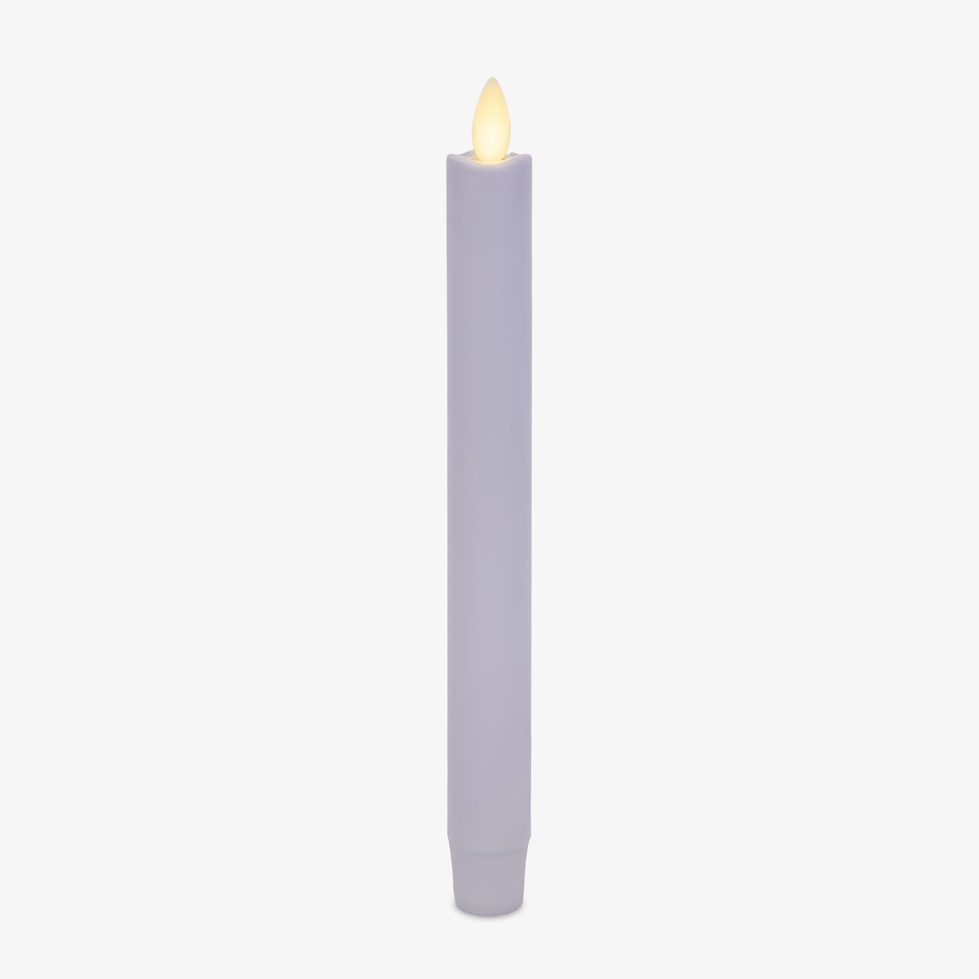 Luminara Flameless Candle Taper (1'' X 9.5'') Melted Top Real Wax Unscented Remote Ready Timer (Gentle Lavender)