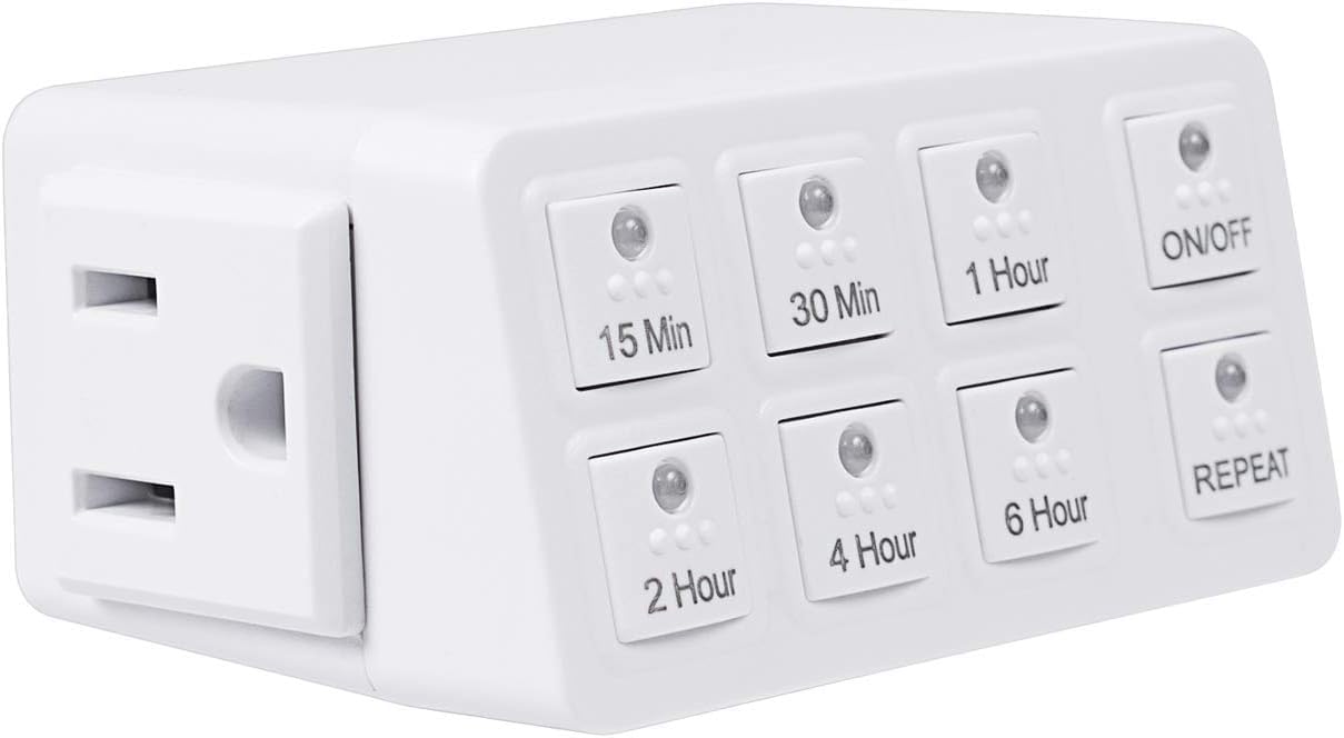 BN-LINK Indoor Countdown Timer with Repeat Function, Heavy Duty Accurate Compact Size for Charger Vacation Security, 3-Prong Gro