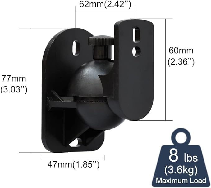 Saifsmart Adjustable Speaker Wall Mount Holder, Bookshelf Speaker Wall Mount Brackets, Surround Sound Speaker Mounts Capacity Up