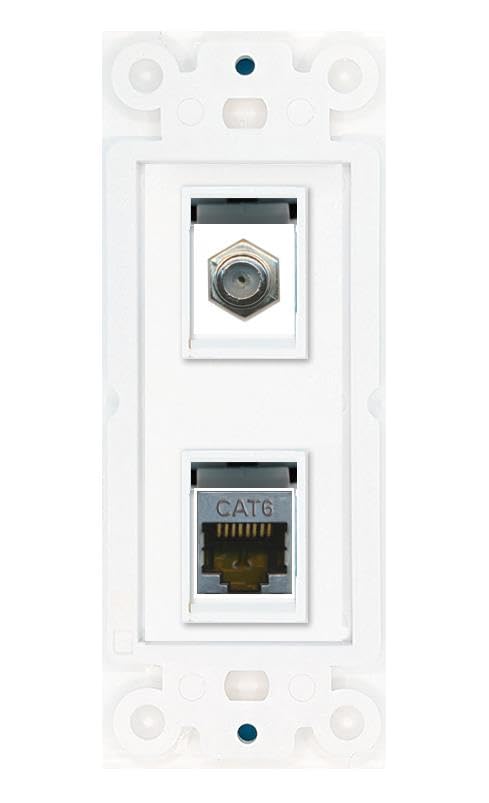 Riteav   Coax Cat6 Shielded Port Wall Plate Decorative (Rocker) White