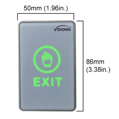 Visionis Vis 7026 Indoor Touch Sensitive Type Push To Exit Button For Door Access Control Release With Led Nc Com And No Outputs