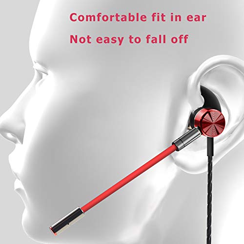 Gaming Earbuds With Mic,Earphones Wired Stereo Bass With Detachable Dual Microphone Noise Cancelling E Sports Hifi 3.5Mm In Ear