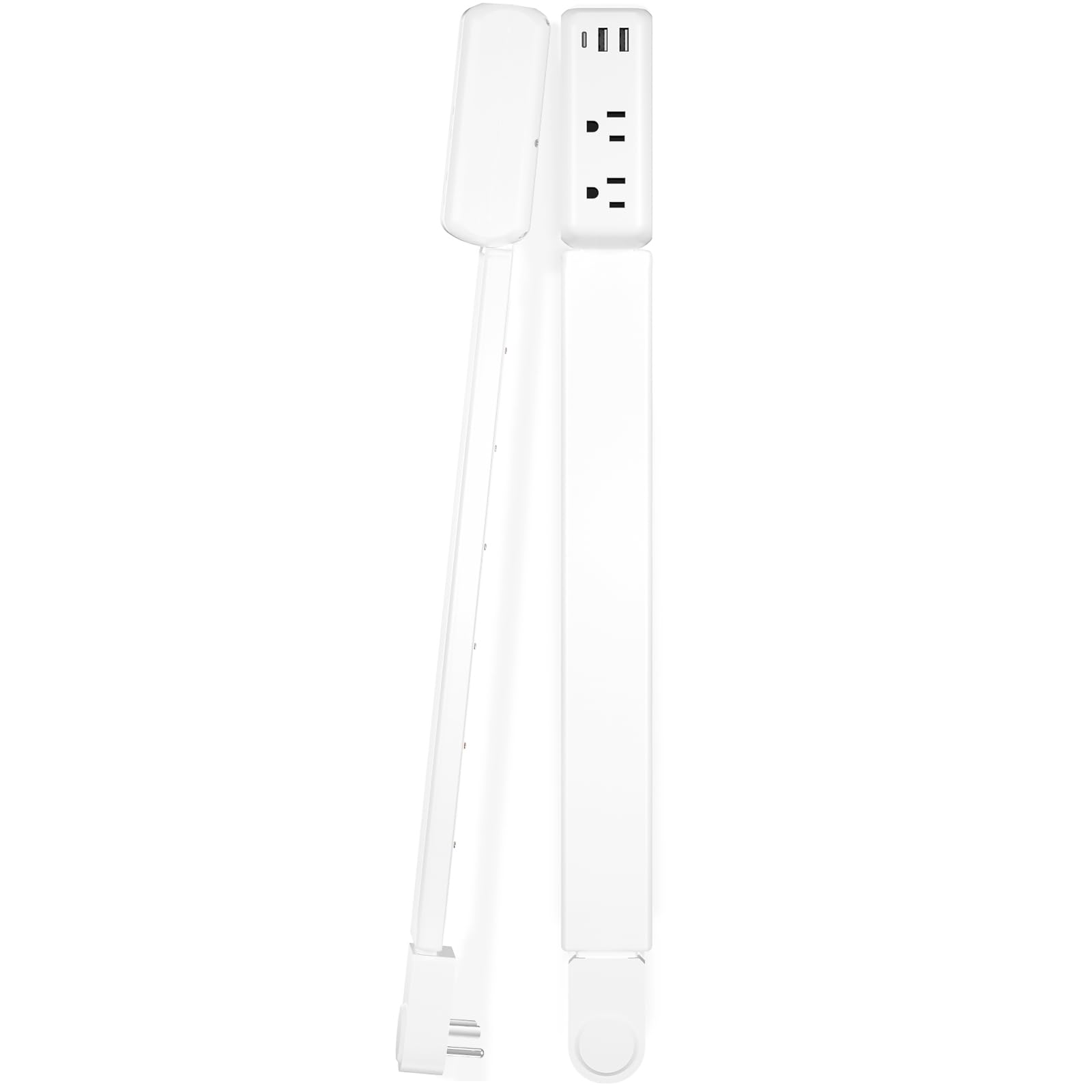 Gbchais Outlet Extender Stick with USB-A & USB-C, 2 AC Outlets, Adjustable 22-34 Plug Extender, 180 Rotating Wall Outlet Extende