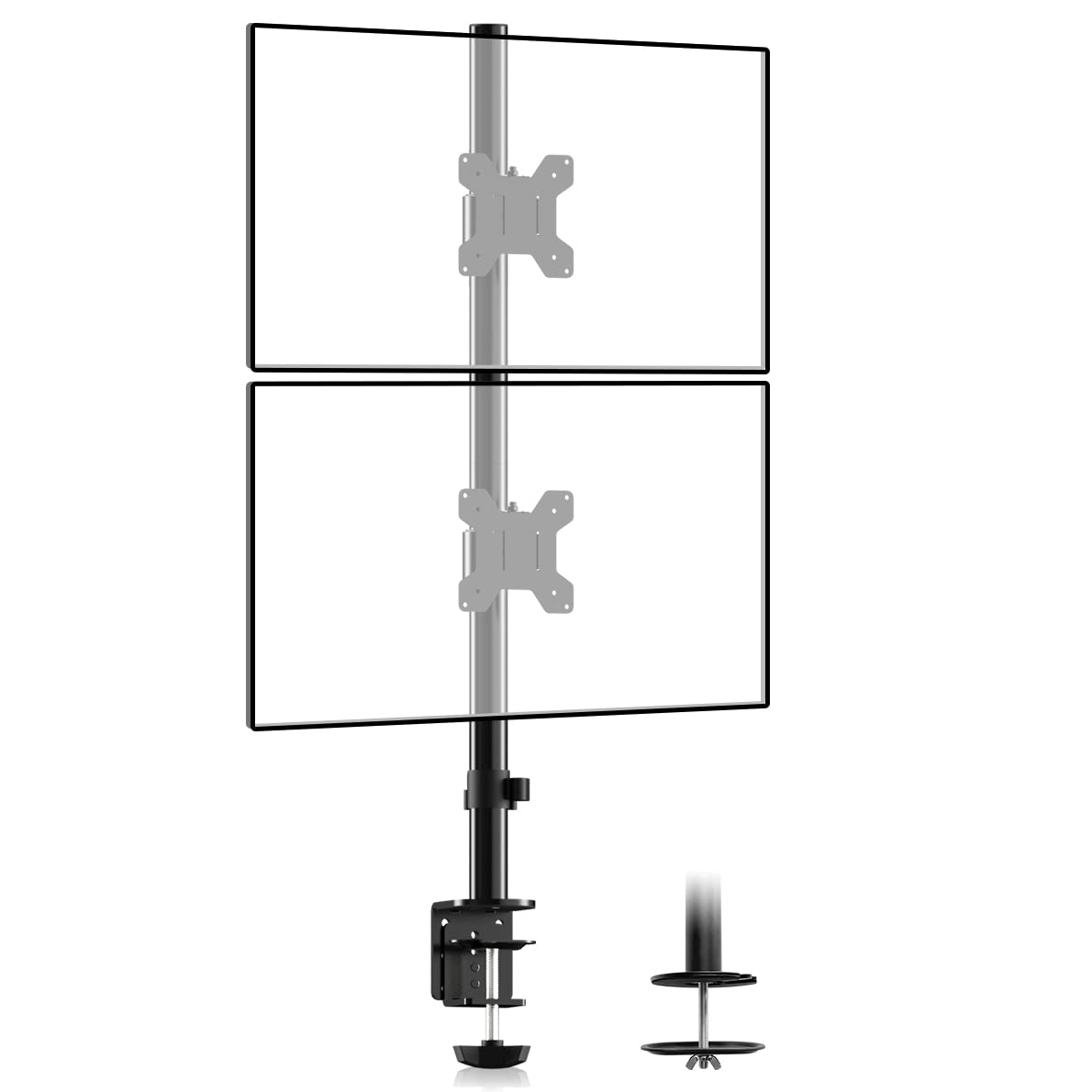Suptek Dual Led Lcd Monitor Stand Up Desk Mount For 2 / Two Screens Up To 27 Inch Extra Tall 31.5'' Pole Heavy Duty Fully Adjust