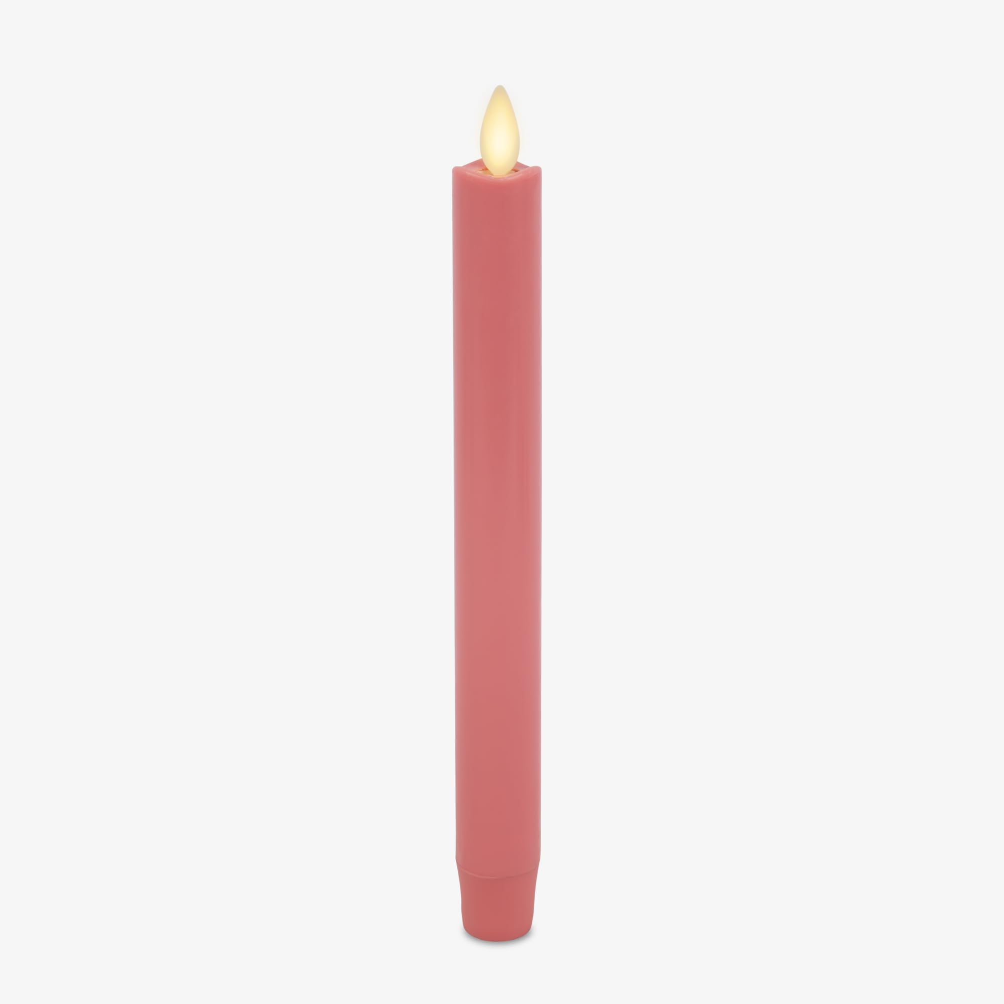 Luminara Flameless Candle Taper (1 x 9.5) Melted Top Real Wax Unscented Remote Ready Timer (Sweet Pink)