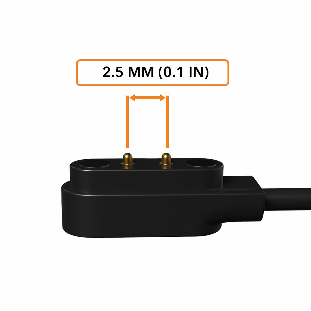 Gearplex Charging Usb Cable (2 Pin Magnetic) For Smart Watch Bluetooth Devices Black (Size- 2.5 Mm- 2 Pack)