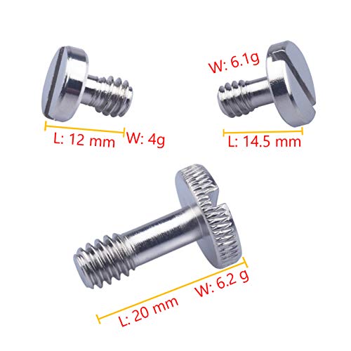 Xwell 1/4'' 20 Slotted Screw, For Quick Release (Qr) Plate Or Camera Tripod Monopod (15 Pcs)