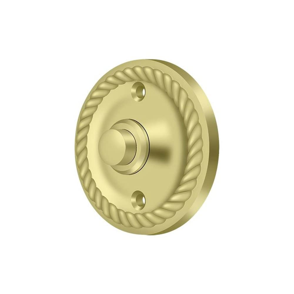 Deltana Bbrr213U3 Round Rope Door Bell Button, Polished Brass, 2 1/4''