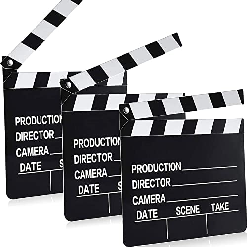 10 Pieces Movie Film Clap Board, 7 x 8 Inch Cardboard Movie Clapboard Directors Clapper Writable Cut Action Scene Board for Movi