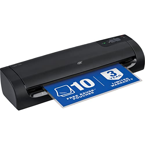 Gbc Thermal Laminator Machine, Fusion 1000L, 12 Inch, 4 Min Warm Up, 3 Or 5 Mil, With 10 Ezuse Laminating Pouches (1703073)