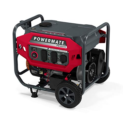 Powermate Pm4500E 4,500 Watt Gas Powered Portable Open Frame Generator   Quiet Electric Start   Ideal For Home, Camping, Rv And