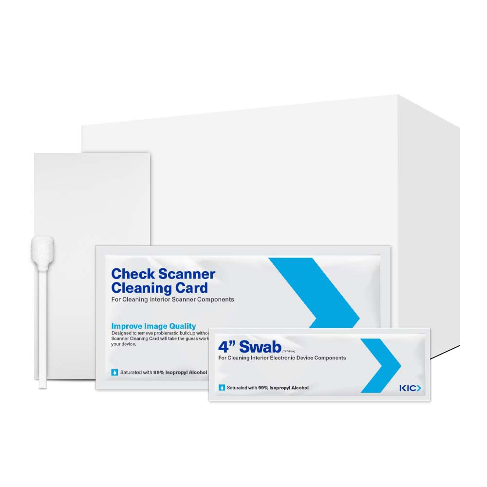 Kicteam   Cleaning Kit For Check Scanner Machines (25 Cleaning Cards & 6 Cleaning Swabs)   Includes 25 Weekly Cleanings