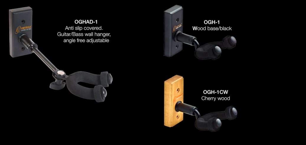 Ortega Guitars Adustible Angle Guitar Wall Hanger, Black (Oghad 1)
