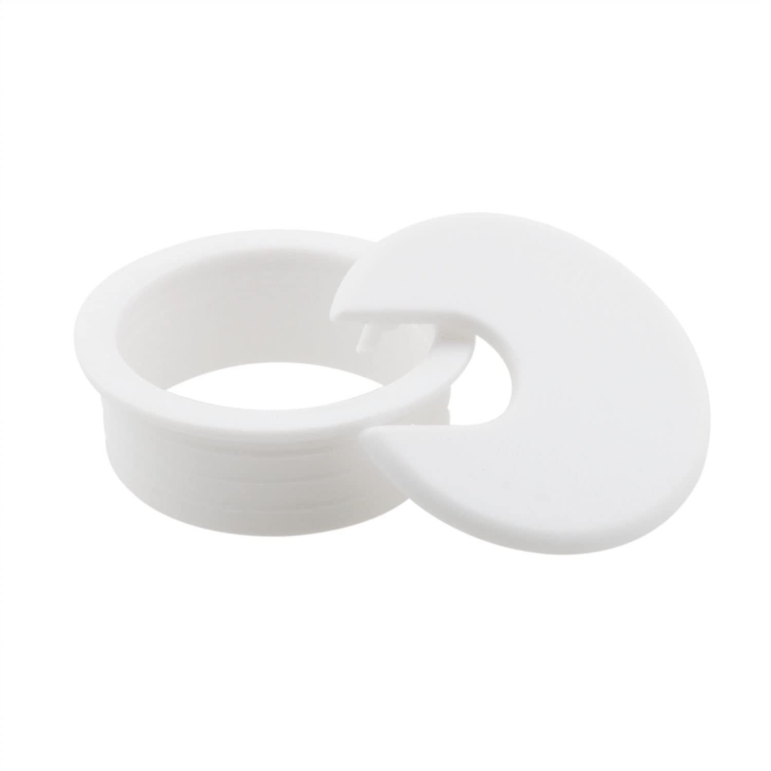 Hjgarden 2Pcs 1 3/4 Inch Desk Wire Cord Cable Grommets Hole Cover For Office Pc Desk Cable Cord Organizer Plastic Cover White