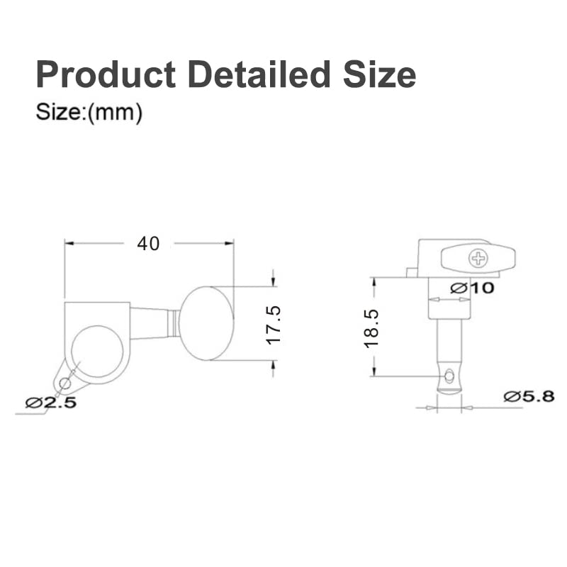 Saphue 6 Pieces 3R3L Guitar Tuner Pegs,Small Oval Concave Button Sealed Gear String Tuners Tuning Pegs Key Machine Heads For Aco