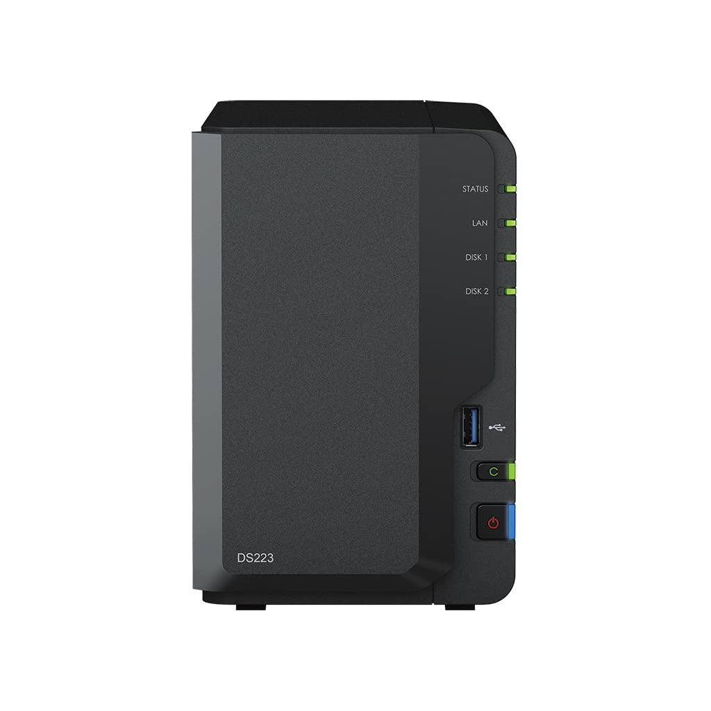 Synology DS223 Diskstation NAS (Realtek RTD1619B Quad-Core 2GB Ram 1xRJ-45 1GbE LAN-Port) 2-Bay with 2X 4TB Seagate IronWolf (To