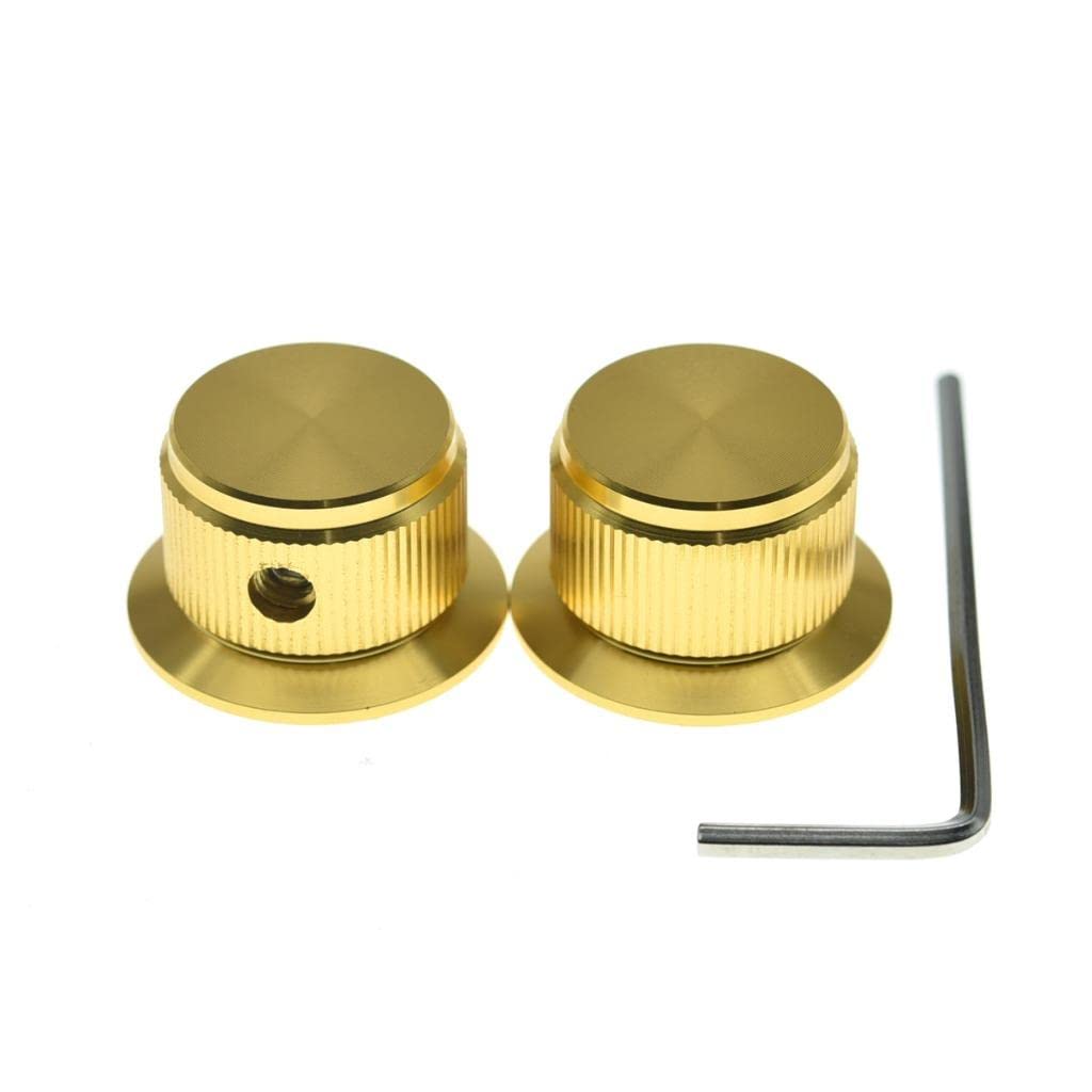 Kaish 2Pcs Aluminium Potentiometer Knobs 1/4"" Universal Top Hat Knobs Bell Control Knob With Set Screw For Guitar/Bass/Amps/Pre