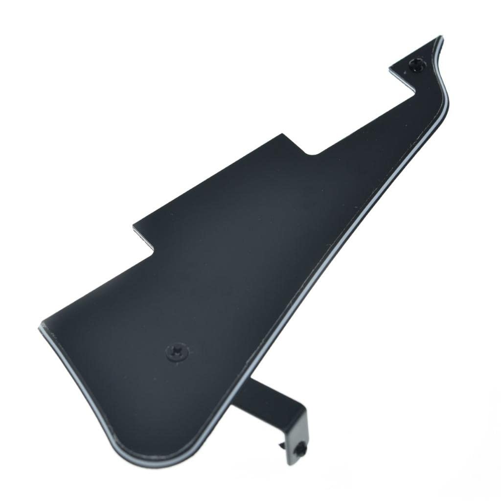 Kaish Black 3 Ply Lp Guitar Pickguard With Black Stainless Steel Bracket And Steel Mounting Screws For Usa Les Paul