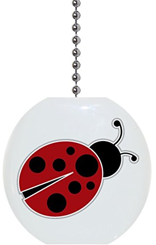 Red Ladybug With Grey Outline Solid Ceramic Fan Pull