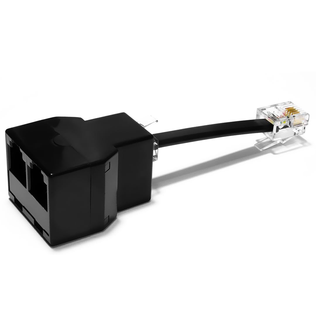 Retailandbulk Phone Jack Splitter For Landline Telephone Rj11 6P4C 2 Way In Line Or In Wall Duplex Adapter (1 Splitter + 2.5 Inch Cable) Made In Usa