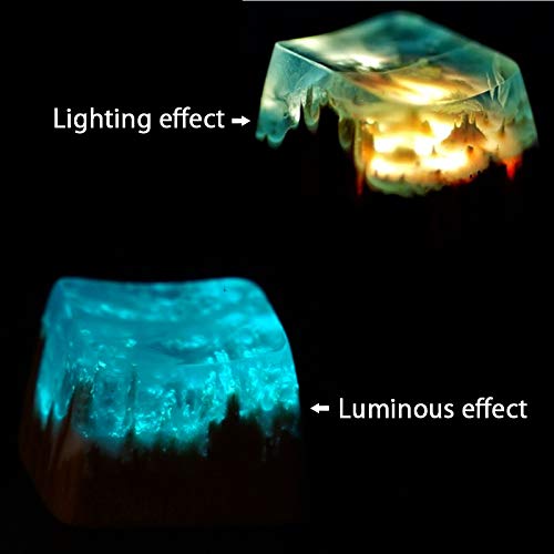 Tinton Life Delicate Hand Engraved Resin Wood Translucidus Backlit Key Caps For Mechanical Keyboards (Red Wood)