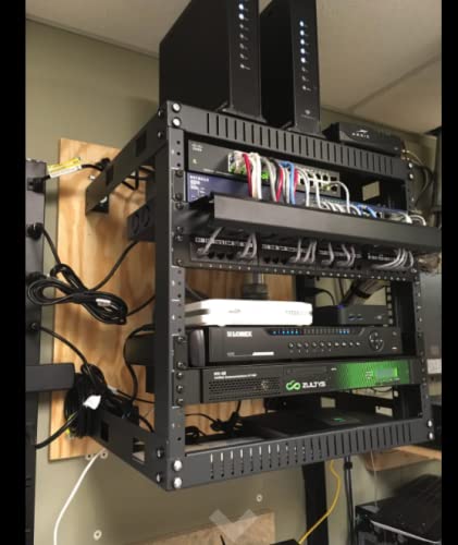 Kenuco Black 9U Wall Mount Open Frame Steel Network Equipment Rack 17.75 Inch Deep - Black - 9U - W19 X D17.75 X H19.25 (R