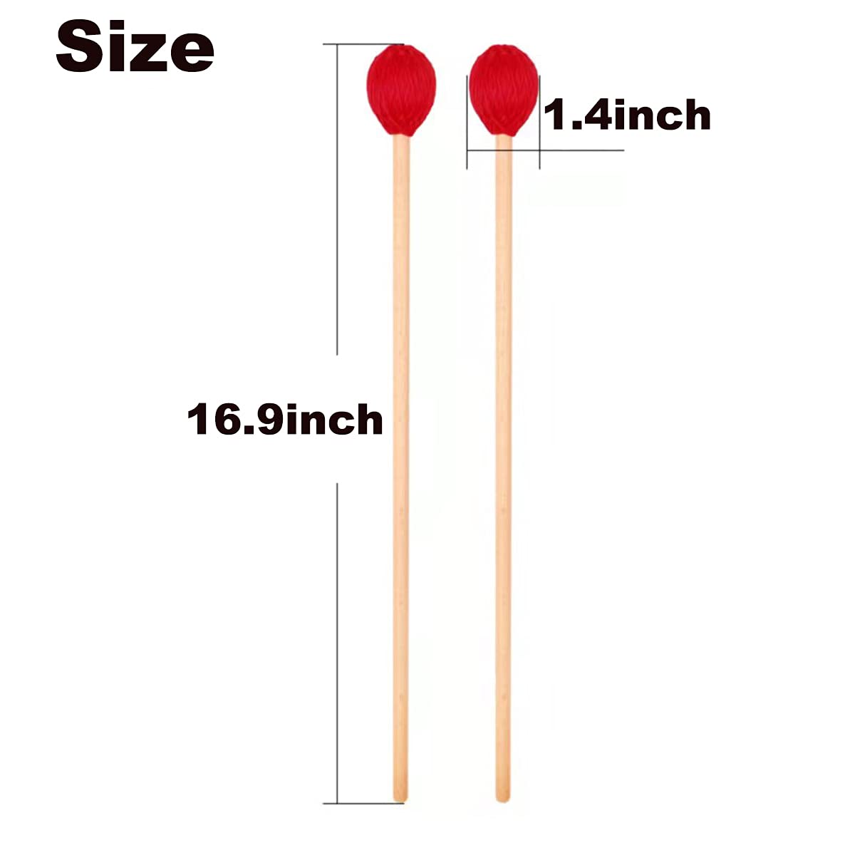 Marimba Mallets Medium Red Hard Yarn Head Keyboard Marimba Mallets With Maple Handles For Percussion Marimba Playing