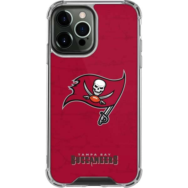 Skinit Clear Phone Case Compatible With Iphone 13 Pro Max   Officially Licensed Nfl Tampa Bay Buccaneers Distressed Design