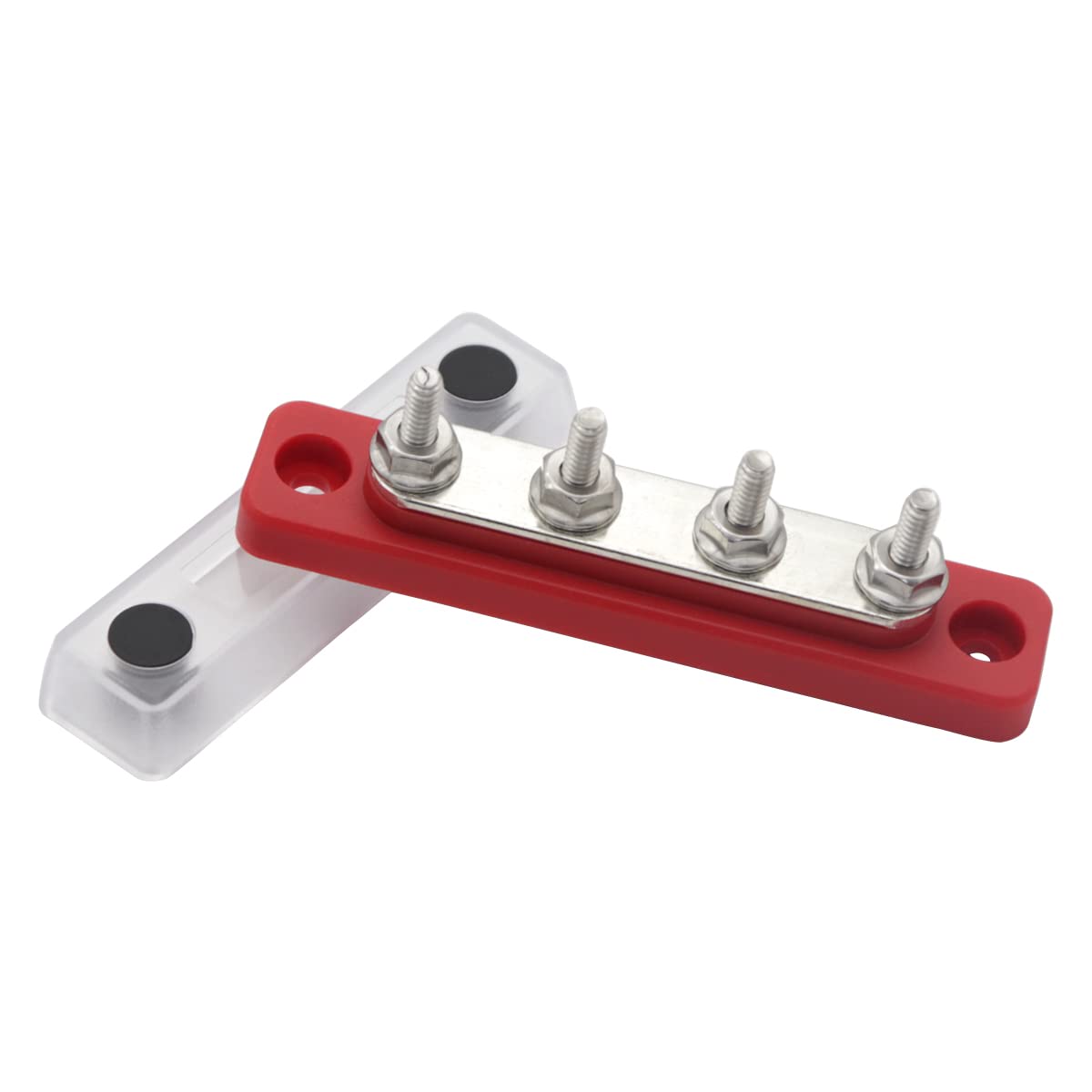 Gloaso 12V  48V Dc Copper Bus Bar 100A Power Distribution Block, 4 X 3/16    Post Terminals Block, Battery Busbars 100 Amp 12 Vo
