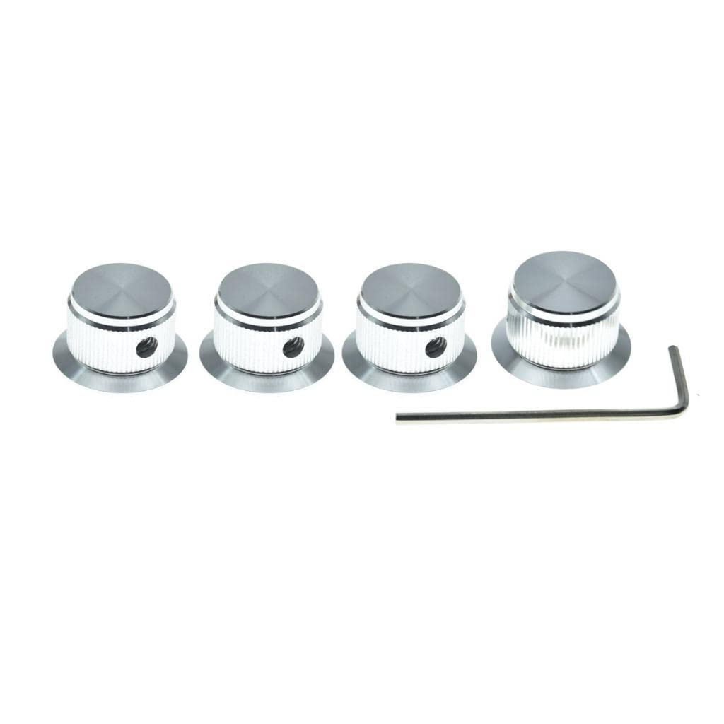 4-Pack Set Screw Style Aluminium Potentiometer Knobs 1/4'' Universal Top Hat Knobs Bell Volume Tone Control Knobs For Guitar/Bas