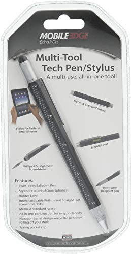 Mobile Edge Black Multi Tool Tablet And Touch Screen Capacitive Stylus And Twist Open Tech Pen Combo, With Screwdrivers, Ruler A