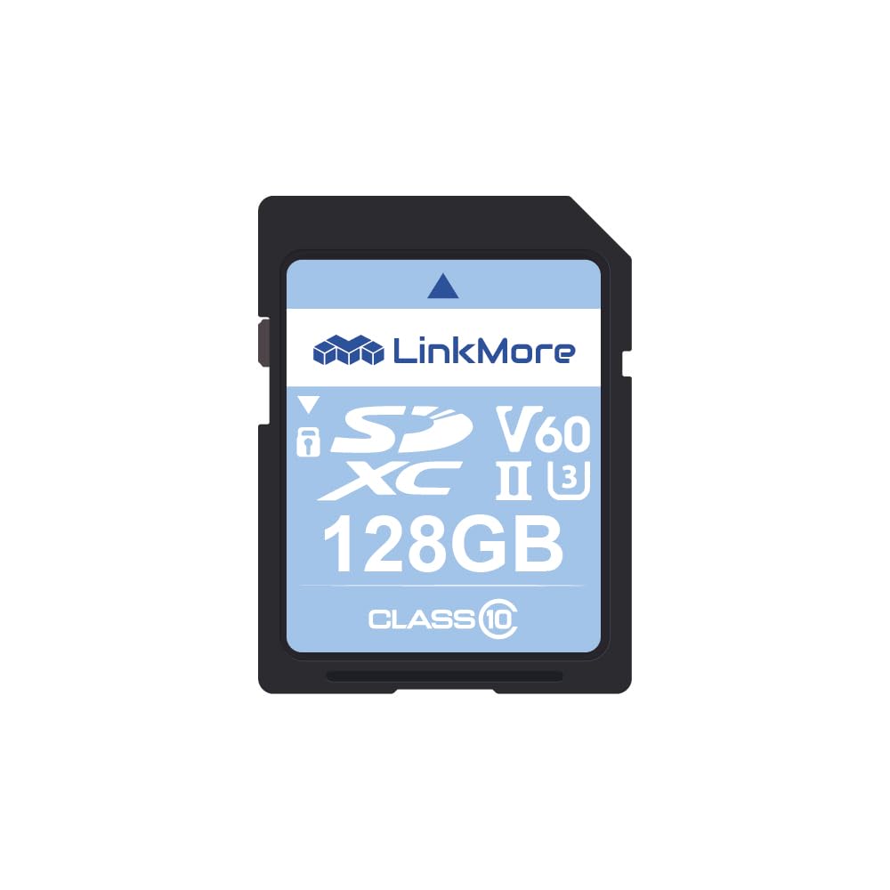 Linkmore Xv26 128Gb Sdxc Uhs Ii Card Uhs Ii Sd Card, C10, U3, V60, Sd Card For Digital Camera, Drone Support 4K 8K Video, Camera