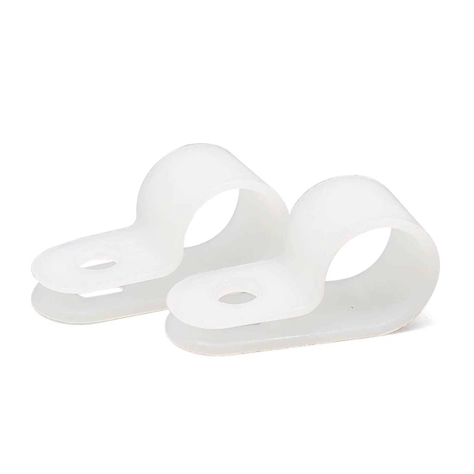 Teansic 100 Pcs White Nylon R Type Cable Clamps, 3/4 Inch Cable Organizer Assortment Kit For Wire Management