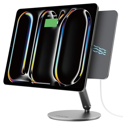 Lululook Magnetic Wireless Charging Stand For Ipad Pro 13 Inch M4 (2024) Only, 360� Rotating Base With Anti Slip Pad, Aluminium Alloy Foldable Ipad Pro Charging Stand (Usb C C Cable Included)