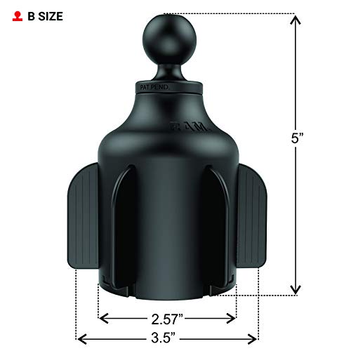 Ram Mounts Stubby Cup Holder Ball Base Rap B 299 4U With B Size 1'' Ball Compatible With Cup Holders 2.57'' To 3.5'' In Diameter