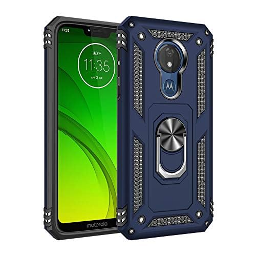 Meifei Moto G7 Power Case, Moto G7 Supra Case, Moto G7 Optimo Maxx Case, Military Grade 360 Degree Rotating Metal Ring Holder Ki
