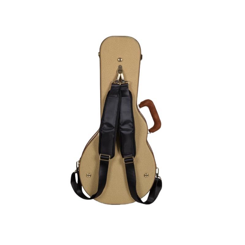 Crossrock Master Series F-Style Mandolin Case | Classic Fabric Tweed Exterior, Re-Engineered Wooden Shell, Leather Handle, Backp