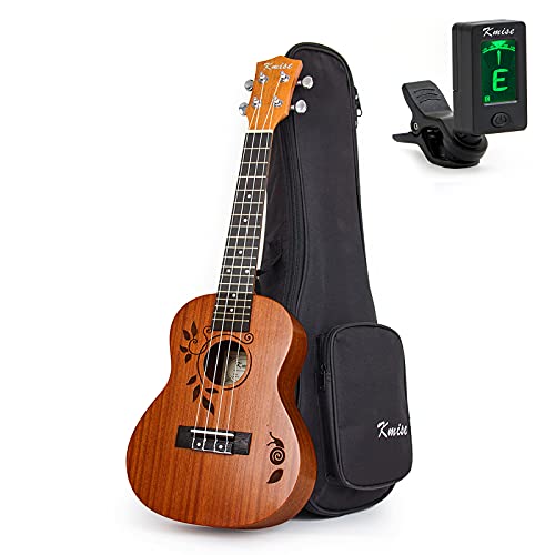 Kmise Concert Ukulele Uke Acoustic Hawaiian Guitar 23 Inch 18 Frets Mahagany With Ukelele Bag And Tuner