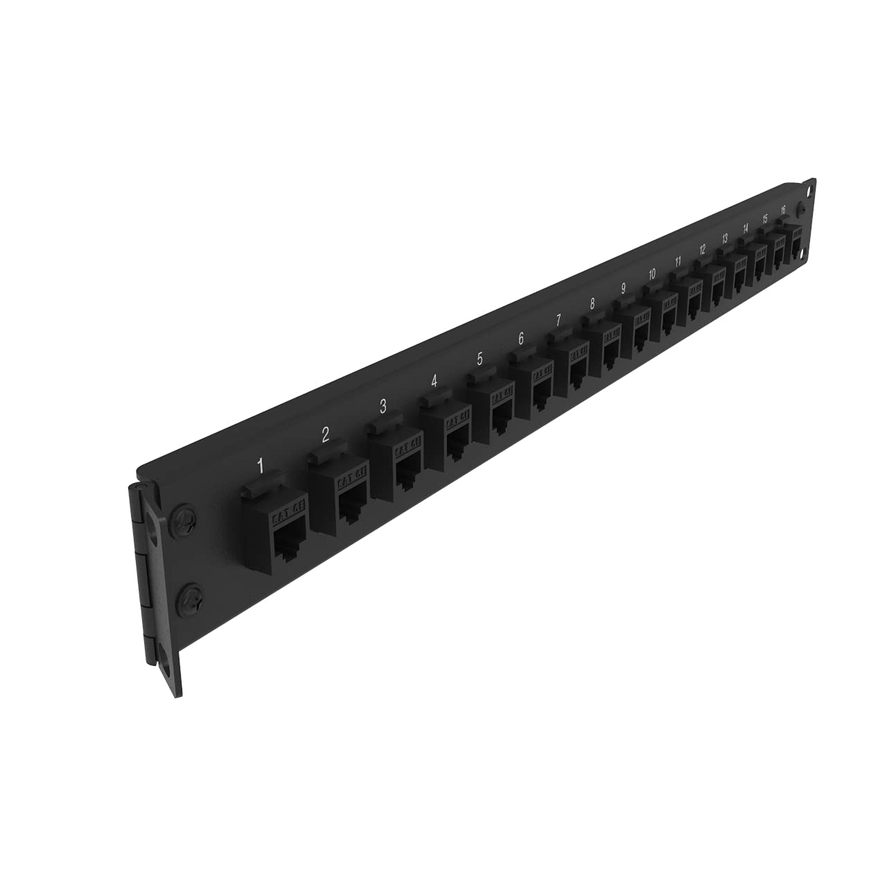 Jingchengmei 16 Port 1U Hinged Rack Blank Patch Panel For Keystone Jack Cat.6 Or Cat.5E, 19' Rackmount (H1Uks16H, Black)