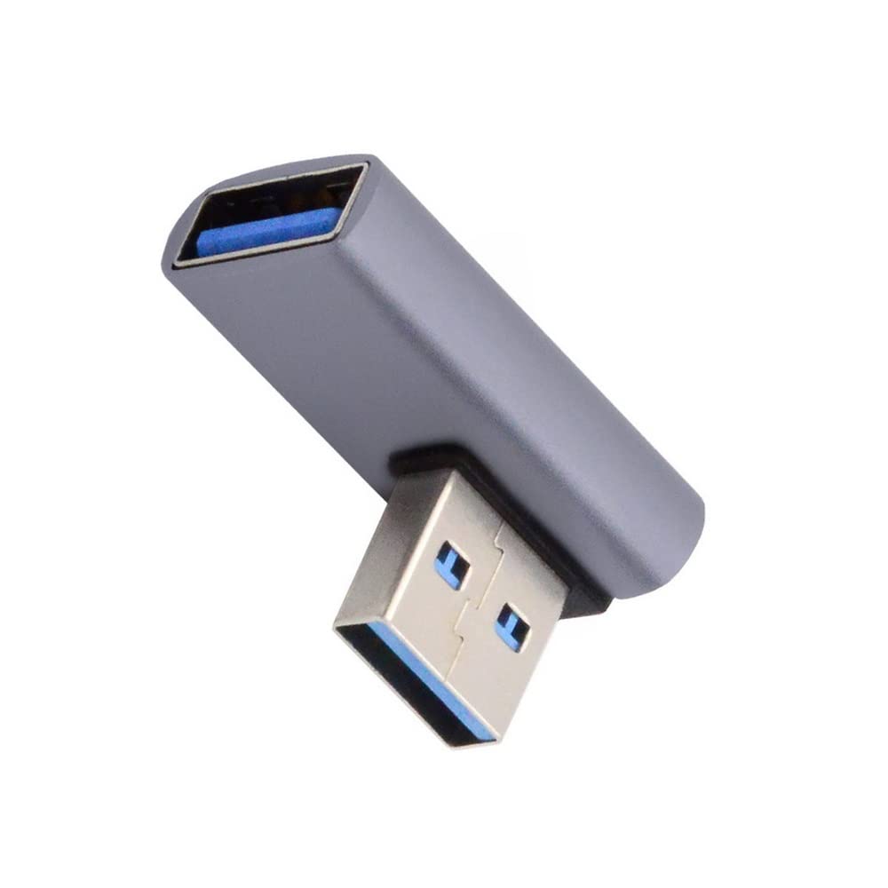 Cablecc 10Gbps USB3.0 Male Low Profile 90 Degree Left Angled Type to Female Extension Power Data Video Adapter