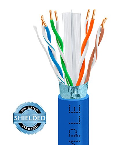 Cmple 23Awg Bare Copper Cat6 Bulk Stp/Ftp Ethernet Cable 550Mhz, Blue   1000 Feet