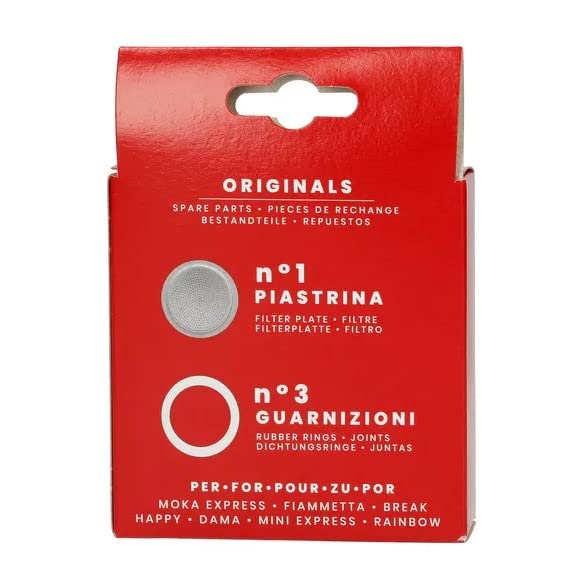 Bialetti Bia640310 Pack Of 3 Gaskets + 1 Plate, Tz.9, Stainless Steel