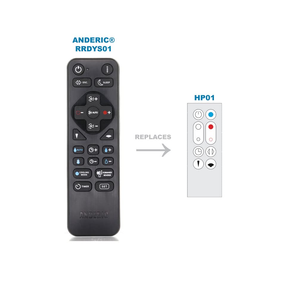 Anderic Replacement Remote For Dyson Hp01 Pure Hot+Cool Purifying Heater Fan Remote Control   Replaces Dyson 967197 13, Dyson 96