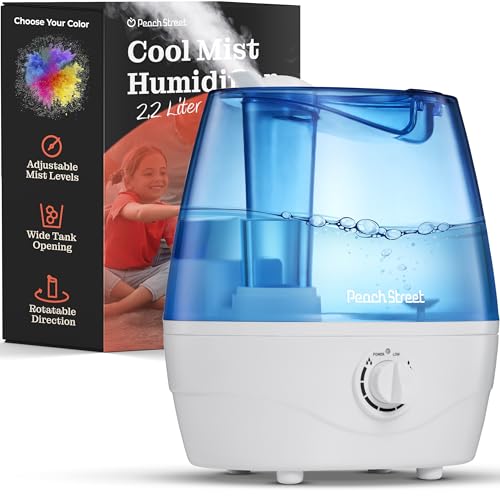 Cool Mist Humidifiers For Bedroom  2.2L Water Tank, Baby, Office, Quiet Ultrasonic Air Vaporizer, Adjustable Mist Level, 360 No